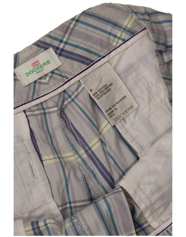 DOCKERS Pantalones cortos casuales para mujer US 8 mediano W34 gris a cuadros algodón