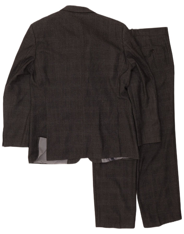 Traje de 2 botones para hombre Hugo Boss EU 54 2XL W38 L31 Lana a cuadros gris