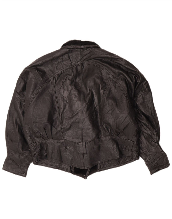 Vintage mujer chaqueta de cuero Reino Unido 14 grande negro