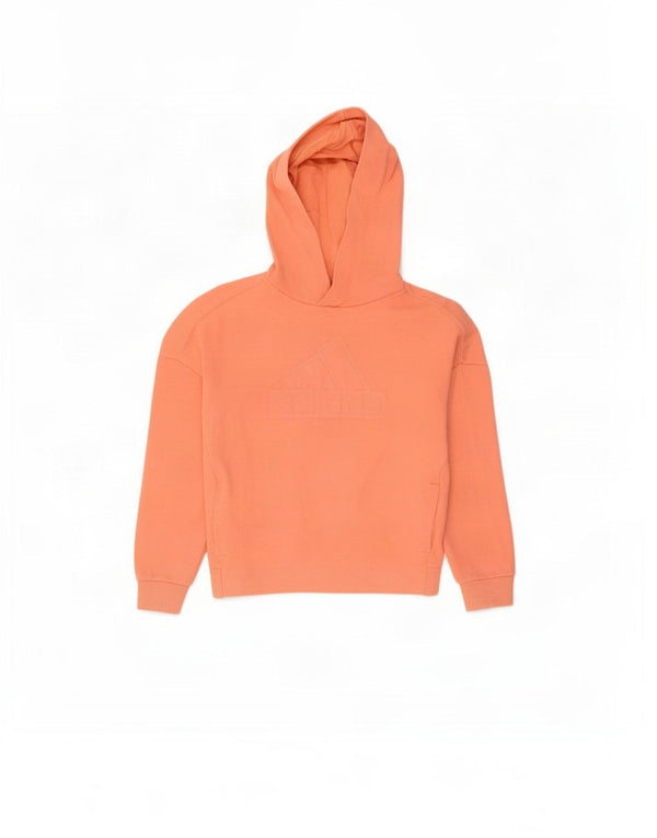 Adidas - Sudadera con capucha para niña, diseño gráfico, 7-8 años, algodón rosa