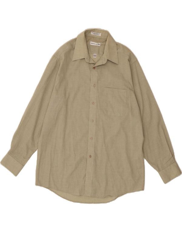 PIERRE CARDIN Mens Shirt Size 15/15 1/2 Medium Beige Polyester