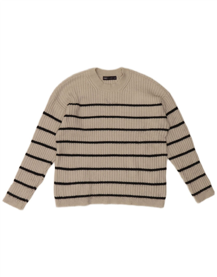 Marks & Spencer Suéter tipo jersey con cuello redondo para mujer UK 12 Medium Off White