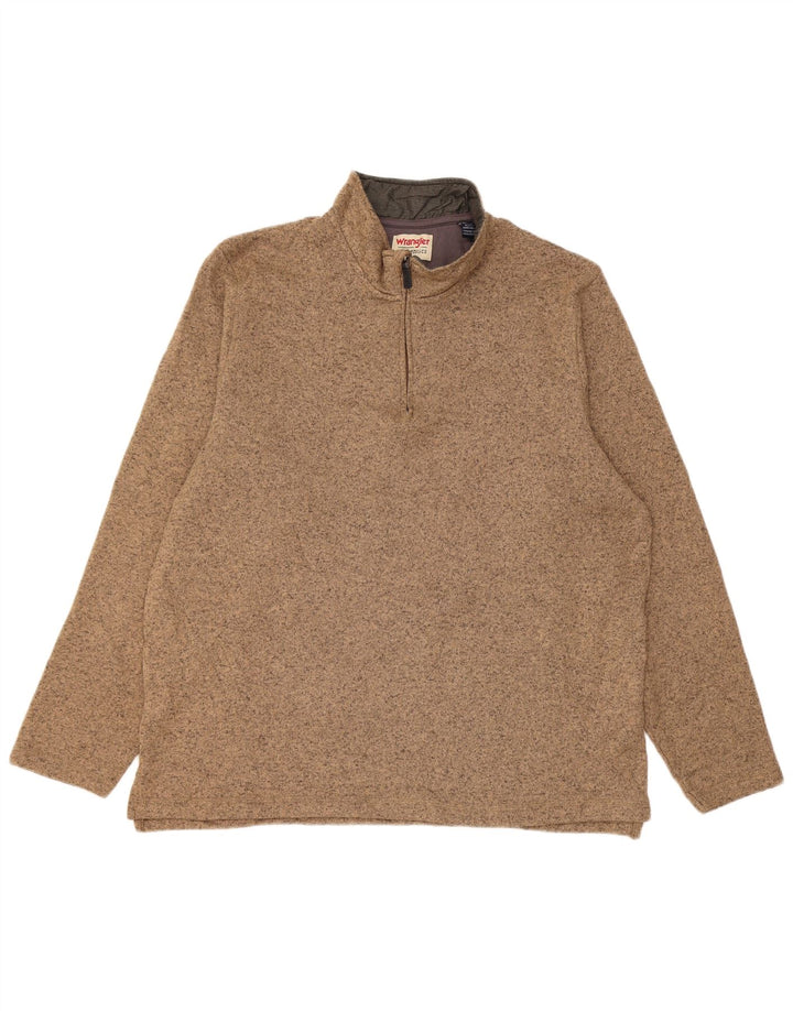 Wrangler Hombre Sudadera Con Cremallera Y Cuello Jumper XL Marrón Poliéster Moteado