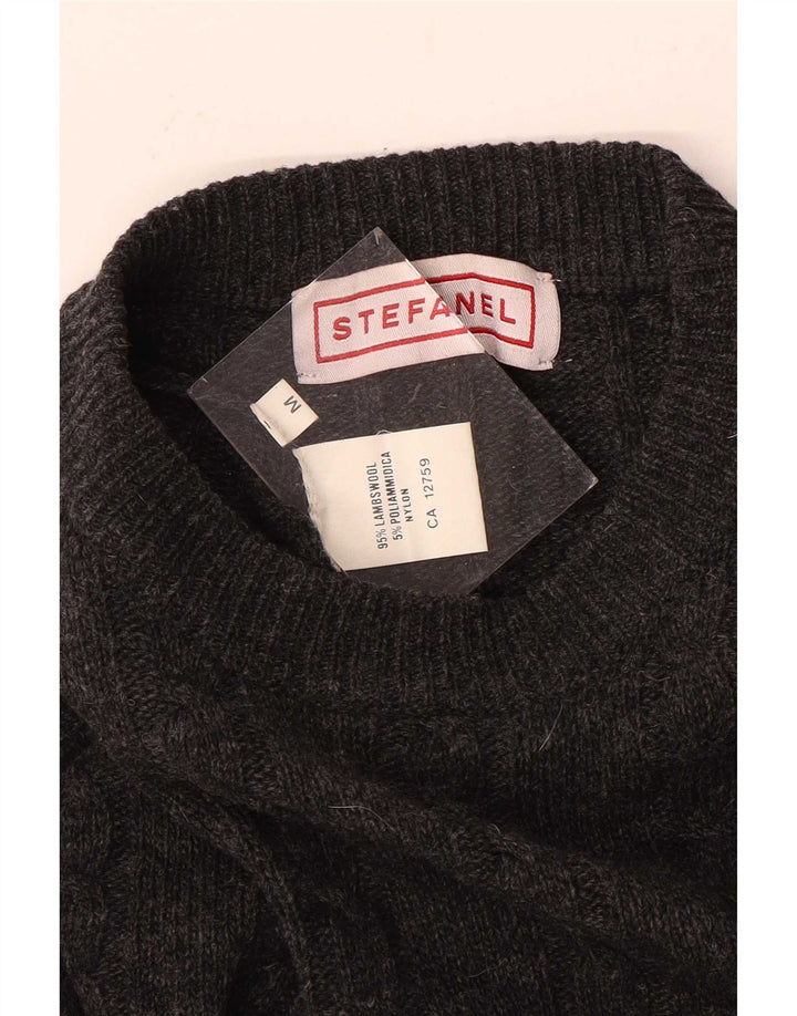Stefanel Jersey De Cuello Redondo Para Hombre De Lana Gris Medio