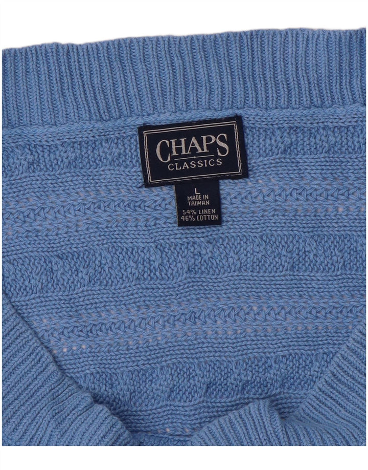CHAPS Suéter tipo jersey con cuello barco y manga 3/4 para mujer UK 46 Algodón azul grande