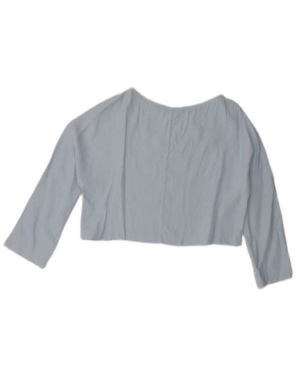 Zara Mujer Crop Blusa Top UK 44 Large Viscosa Azul