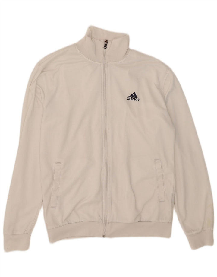 Adidas Hombre Chándal Top Chaqueta Grande Poliéster Blanco