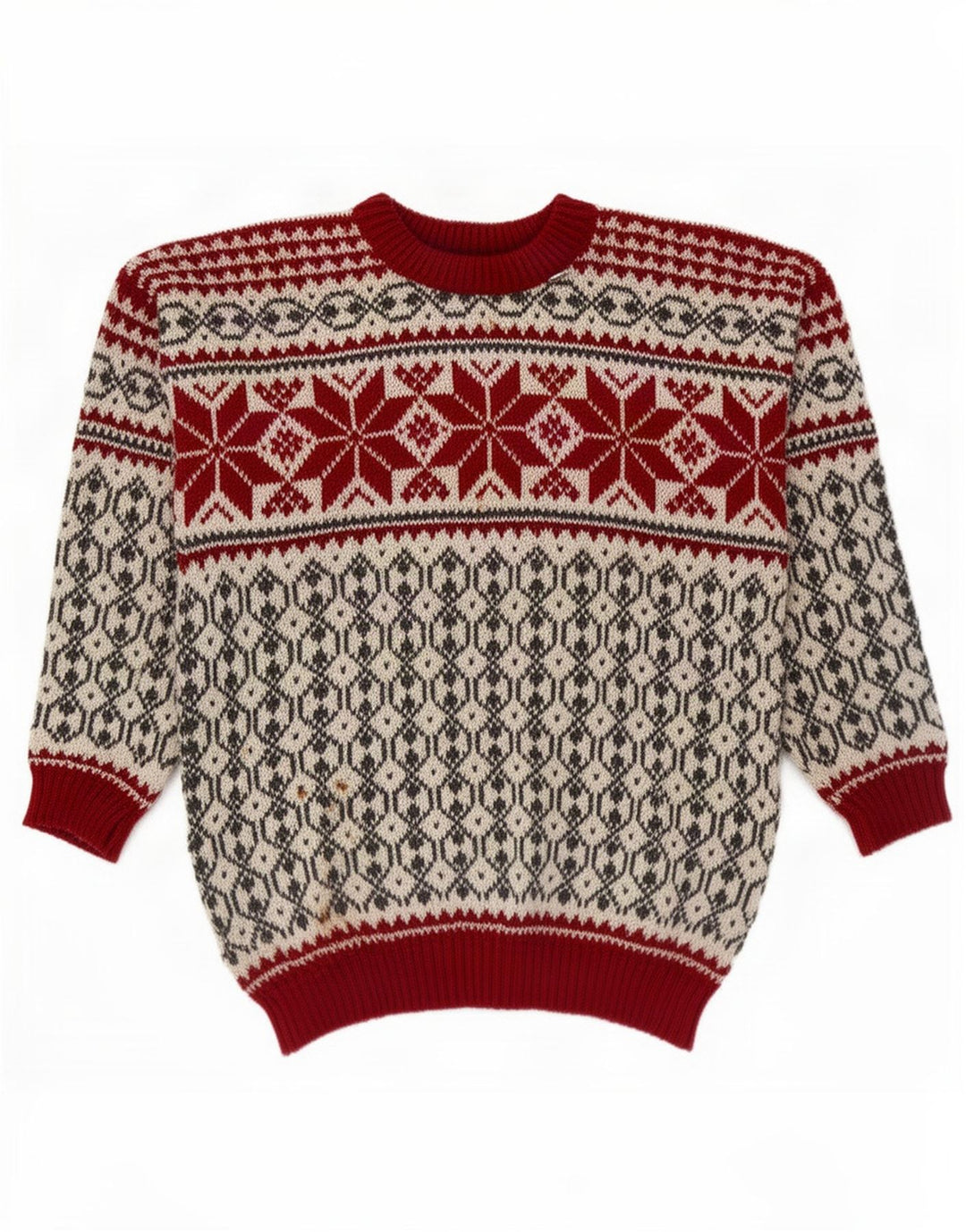 Voss Jersey unisex con cuello redondo para hombre, talla mediana, color blanco roto, Fair Isle
