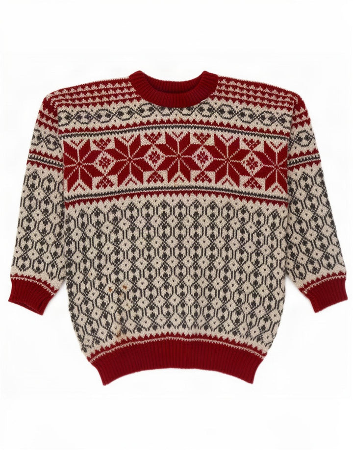 Voss Jersey unisex con cuello redondo para hombre, talla mediana, color blanco roto, Fair Isle