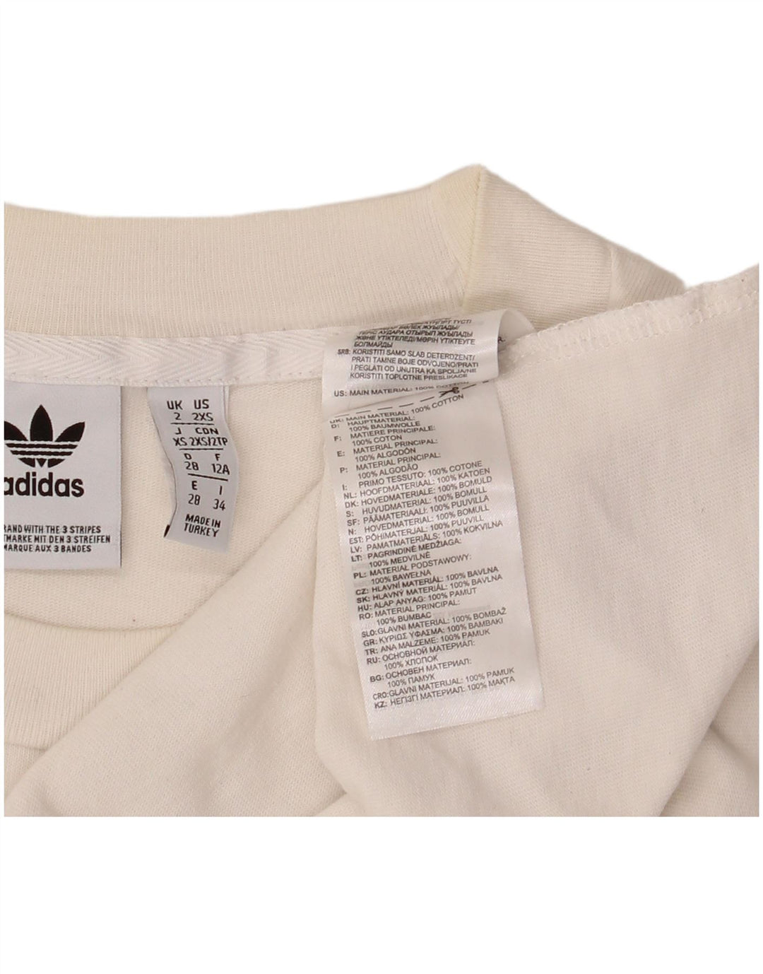 ADIDAS Camiseta con gráfico extragrande para mujer UK 2 2XS Algodón blanco