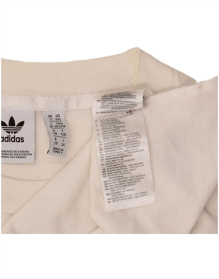 ADIDAS Camiseta con gráfico extragrande para mujer UK 2 2XS Algodón blanco