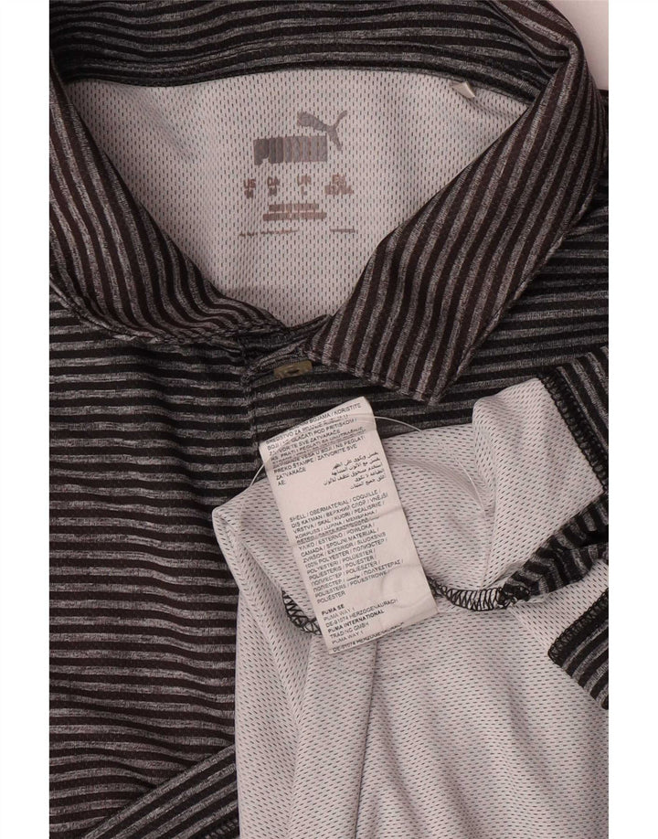 Polo Puma Hombre Grande Gris Rayas Poliéster