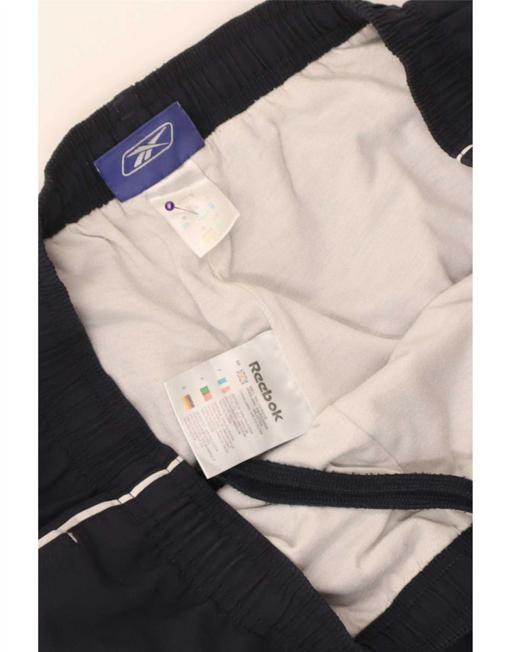 Reebok Bermudas deportivas para hombre, pantalones cortos deportivos de poliéster azul marino mediano