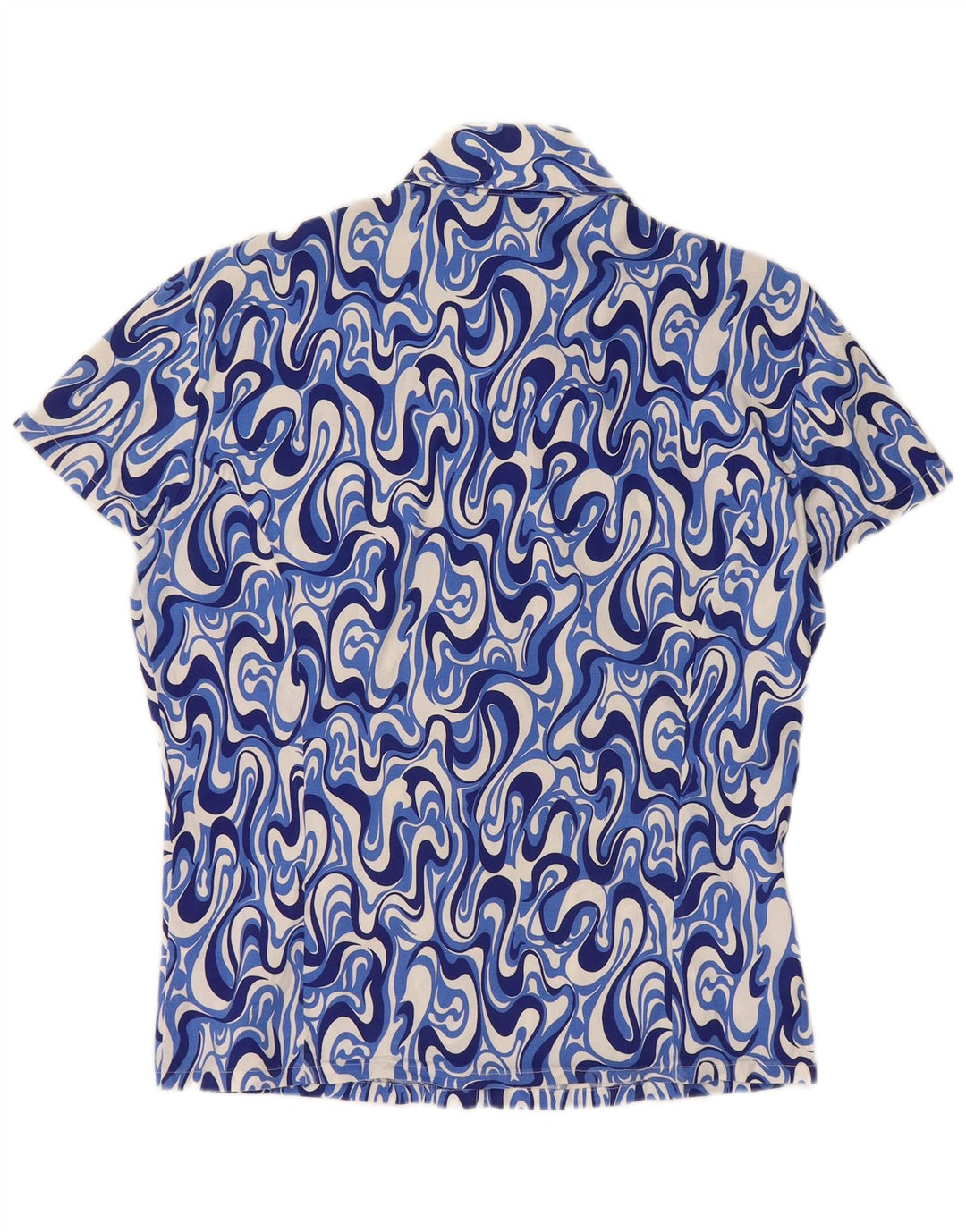 Naracamicee Camisa de manga corta para hombre Algodón geométrico azul grande