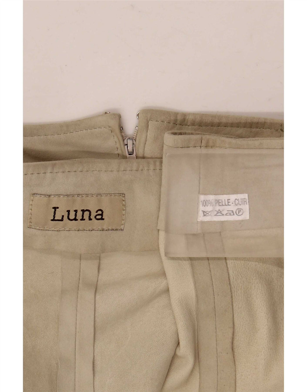 Luna Mujer Ante Falda Acampanada W28 Cuero Beige Medio