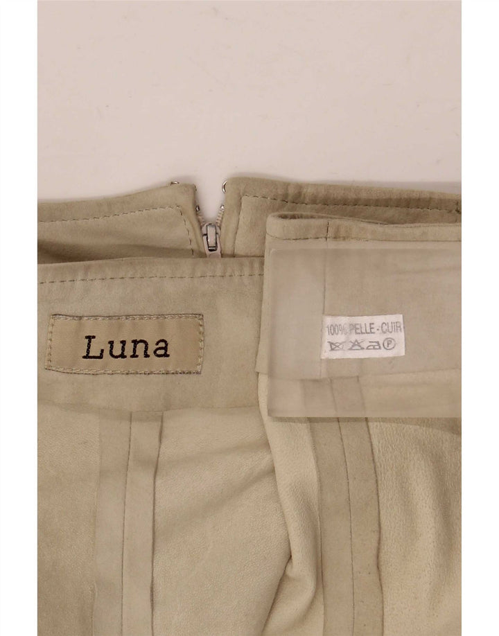 Luna Mujer Ante Falda Acampanada W28 Cuero Beige Medio