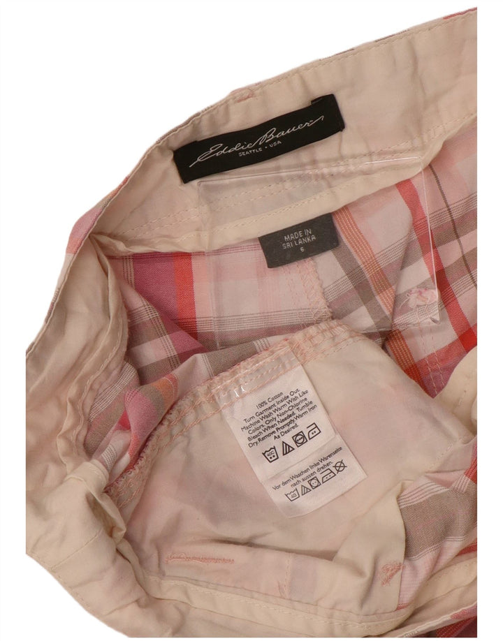 EDDIE BAUER Pantalones cortos chinos para mujer US 6 Medium W32 Algodón a cuadros rosa
