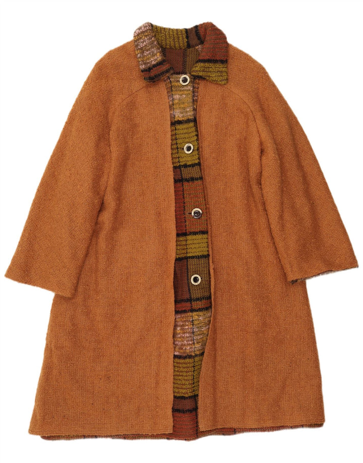 Vintage mujer abrigo Reino Unido 16 marrón grande