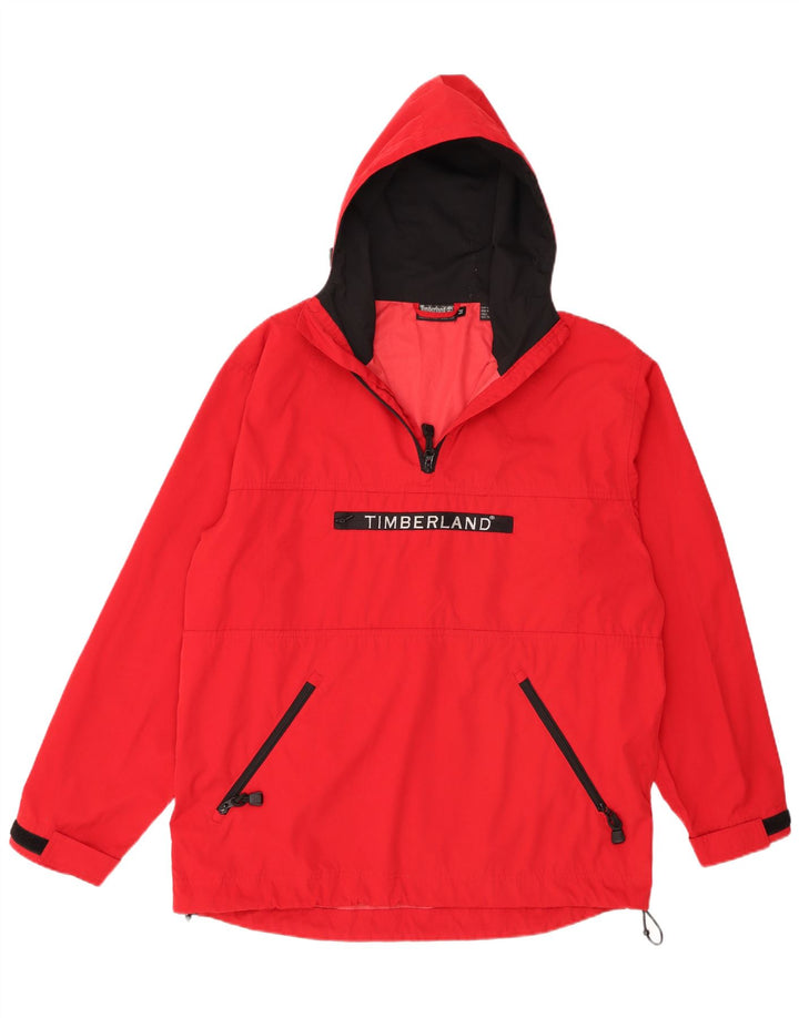 Timberland Chaqueta Anorak con capucha y gráfico para hombre Reino Unido 38 Poliéster rojo mediano