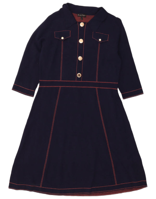 Phase Eight Vestido acampanado de manga 3/4 para mujer UK 40 XL Viscosa azul marino