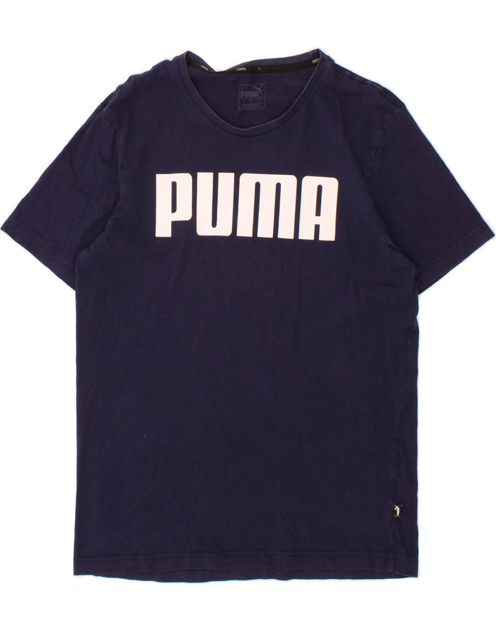 PUMA Mens Graphic T-Shirt Top Medium Navy Blue Cotton Vintage Puma and Second-Hand Puma from Messina Hembry 
