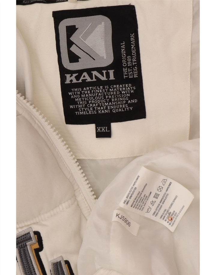 KARL KANI Chaqueta acolchada con capucha y gráfico para hombre UK 44 2XL Poliéster blanco