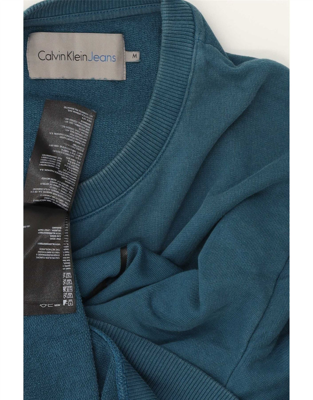 Calvin Klein Jeans Hombre Sudadera Gráfica Jumper Algodón Azul Medio