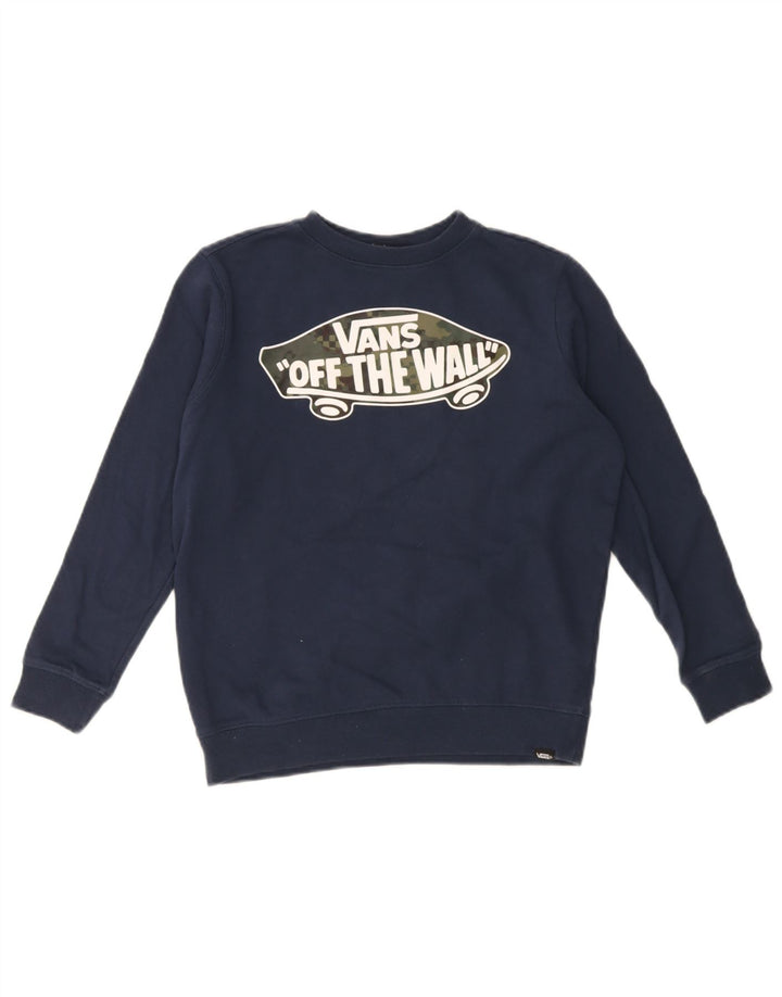 Vans Boys Graphic Sudadera Jumper 7-8 años Pequeño Azul Marino Algodón