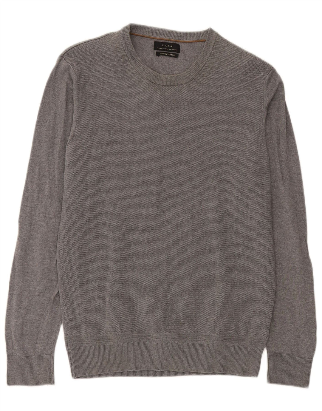 Zara Hombre Jersey Cuello Redondo Jersey Algodón Gris Medio