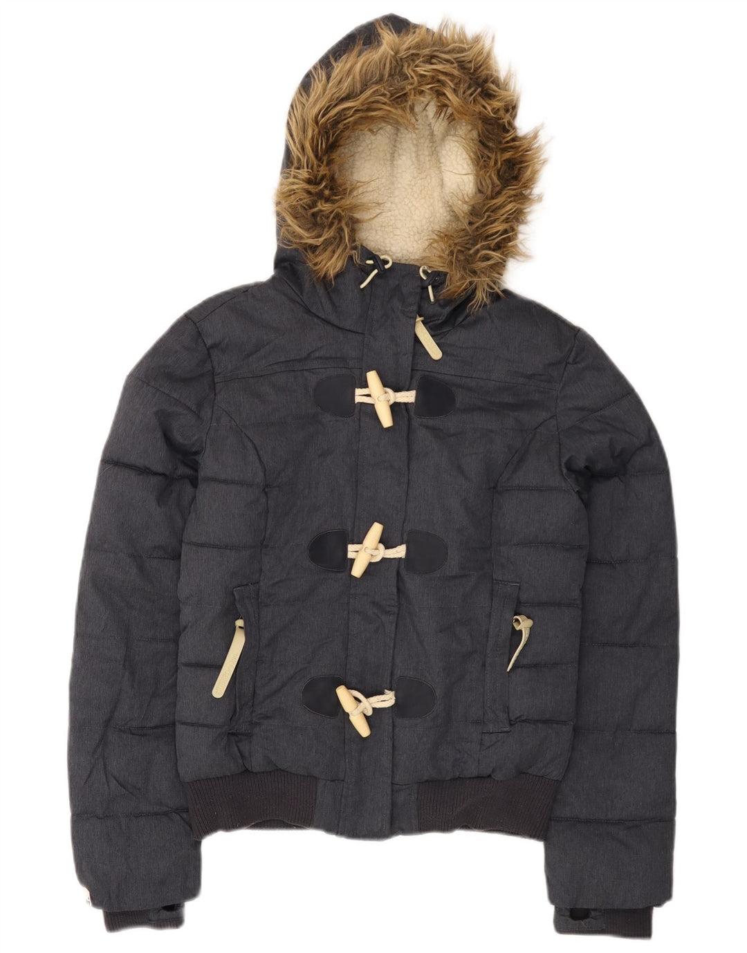 Superdry Chaqueta Acolchada Con Capucha Para Mujer UK 40 Small Gris Poliéster