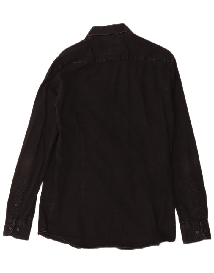 Camisa Massimo Dutti Hombre Denim Mediana Negro Algodón