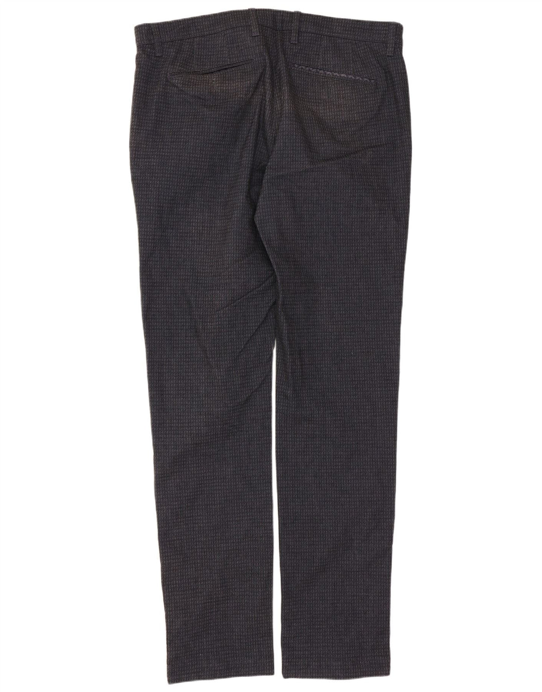 TED BAKER Pantalón de traje ajustado para hombre W36 L33 Algodón geométrico azul marino