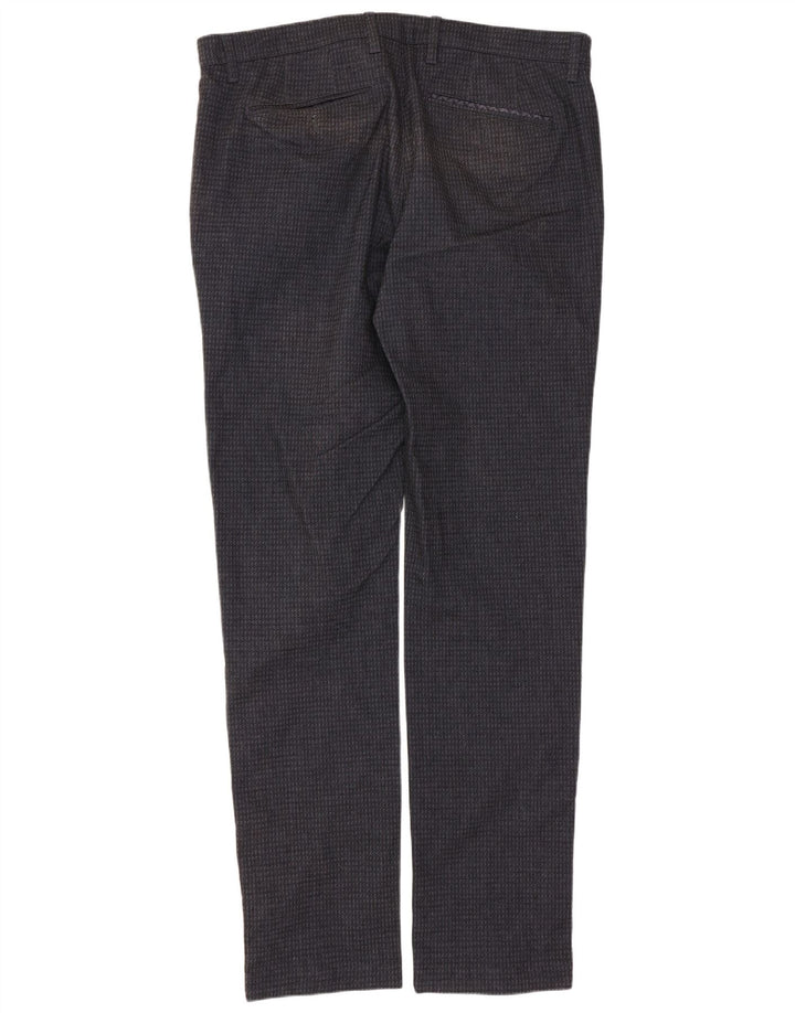 TED BAKER Pantalón de traje ajustado para hombre W36 L33 Algodón geométrico azul marino