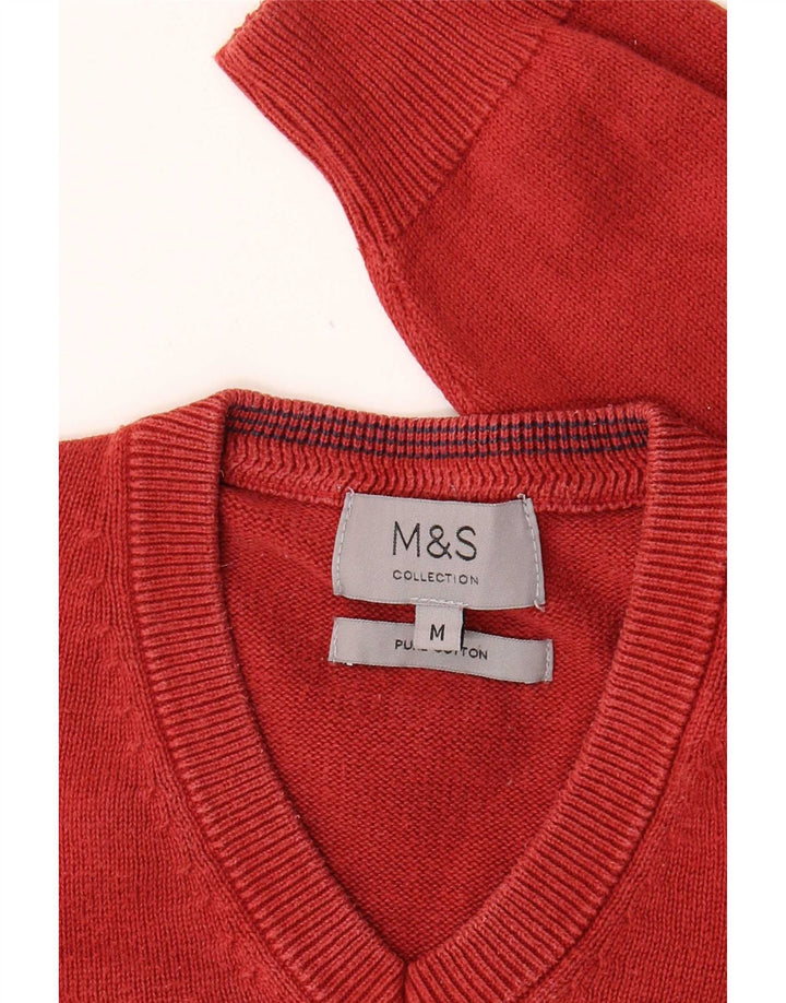 Marks & Spencer Suéter con cuello en V para hombre Algodón rojo medio