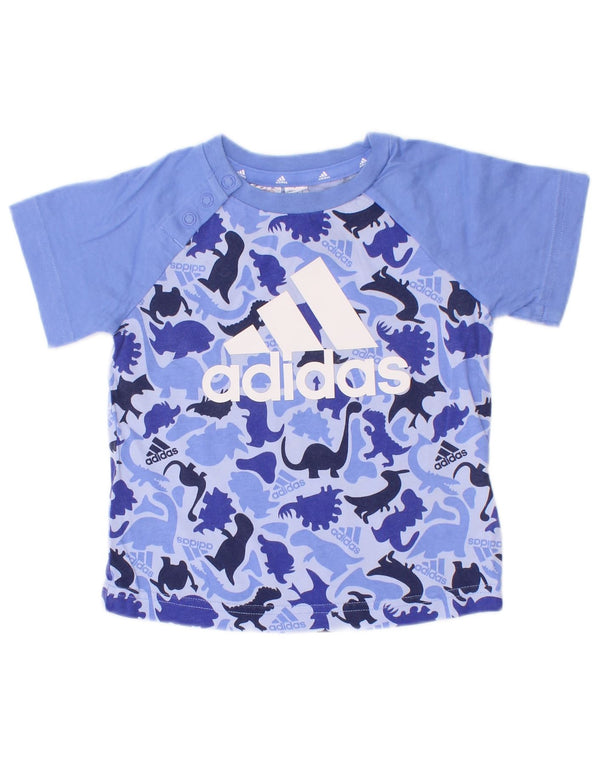 Adidas Camiseta gráfica para bebés niños 9-12 meses Azul Estampado animal Algodón