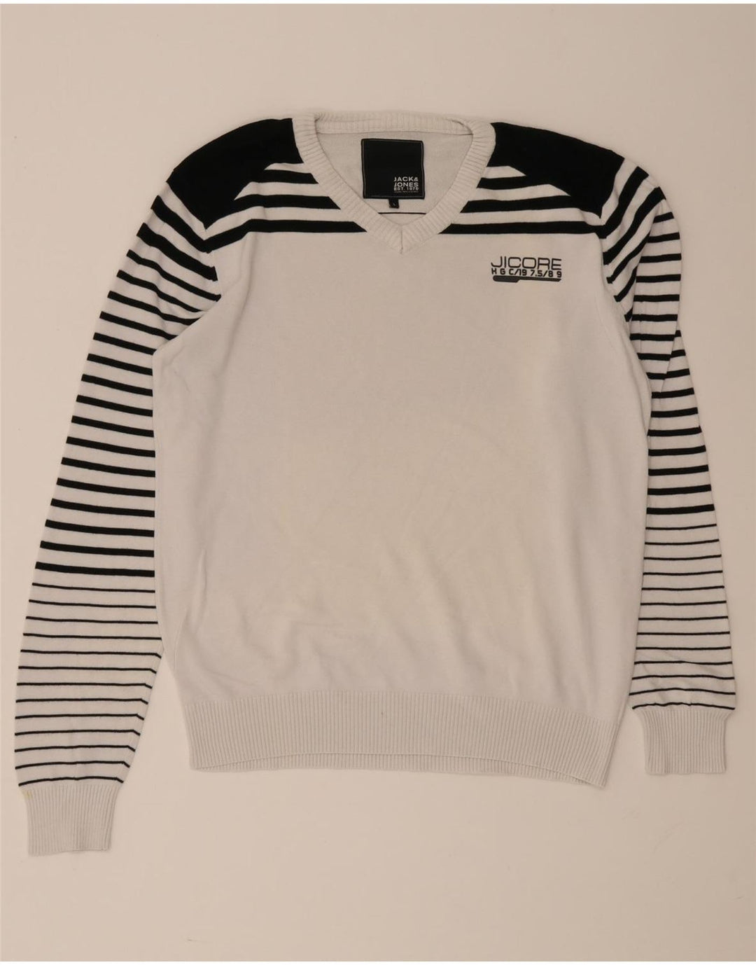 Jack & Jones Jersey con cuello en V para hombre Large White Colorblock