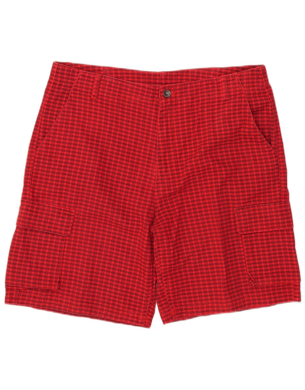 Converse Pantalones cortos cargo para hombre W38 XL Poliéster a cuadros rojos