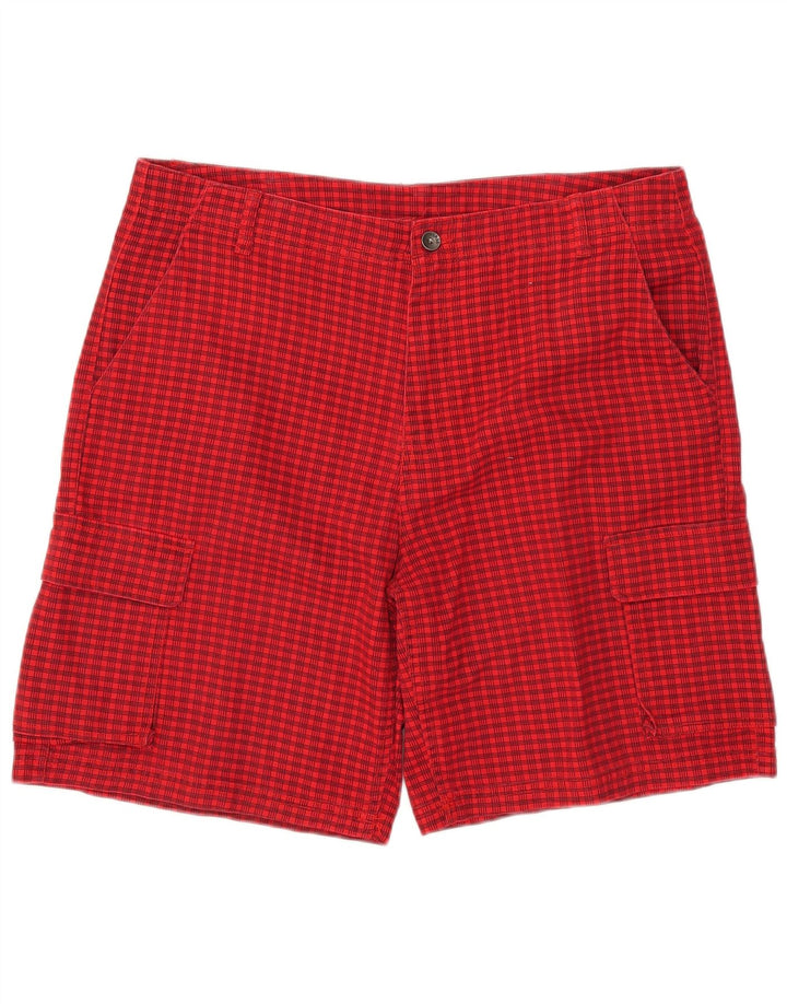 Converse Pantalones cortos cargo para hombre W38 XL Poliéster a cuadros rojos