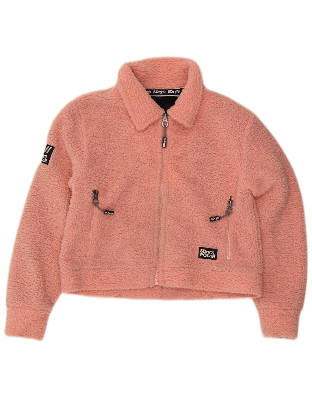 Superdry Mujer Teddy Bear Chaqueta Polar Extragrande UK 10 Small Pink