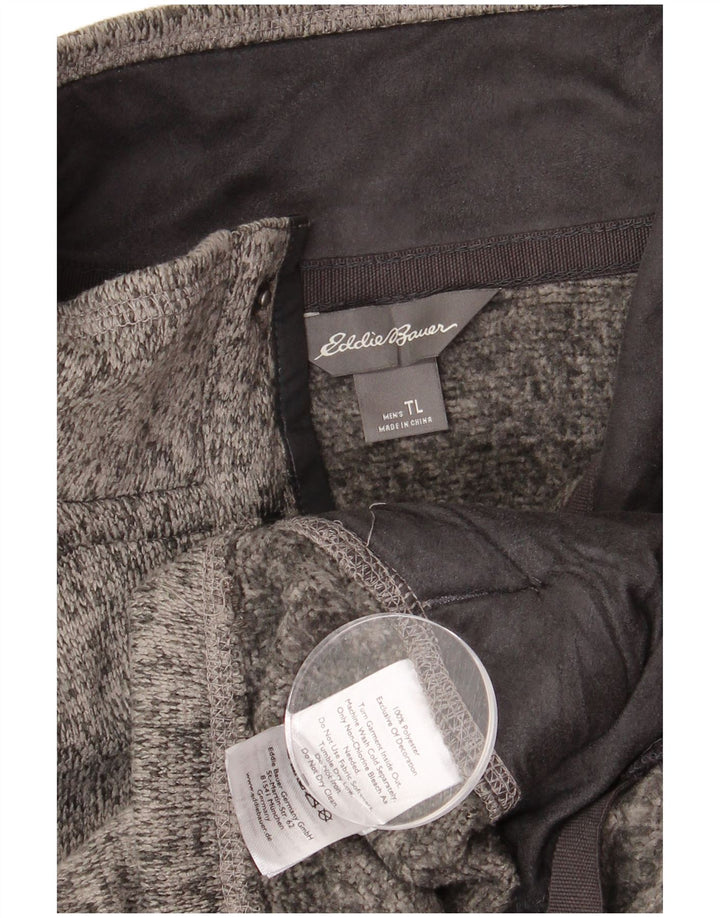 Eddie Bauer Suéter alto con cuello y botones para hombre, talla grande, gris moteado