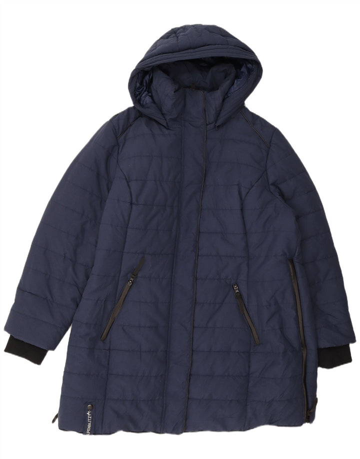 Alpenblitz Abrigo acolchado con capucha para mujer UK 24 4XL Poliéster azul marino