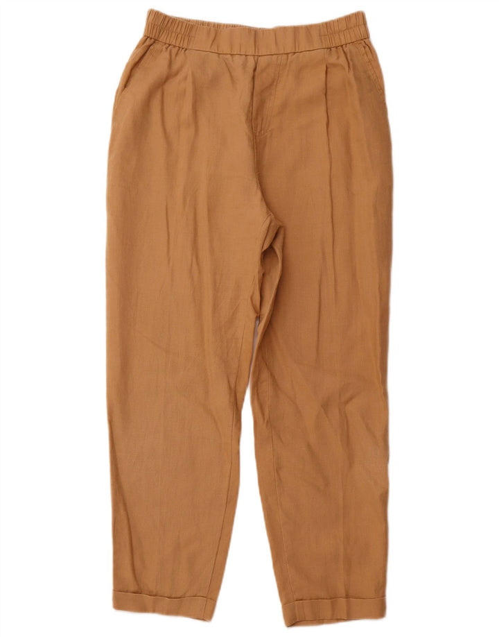 Pantalones Casuales Cónicos De Mujer Benetton Pequeño W26 L25 Lino Beige