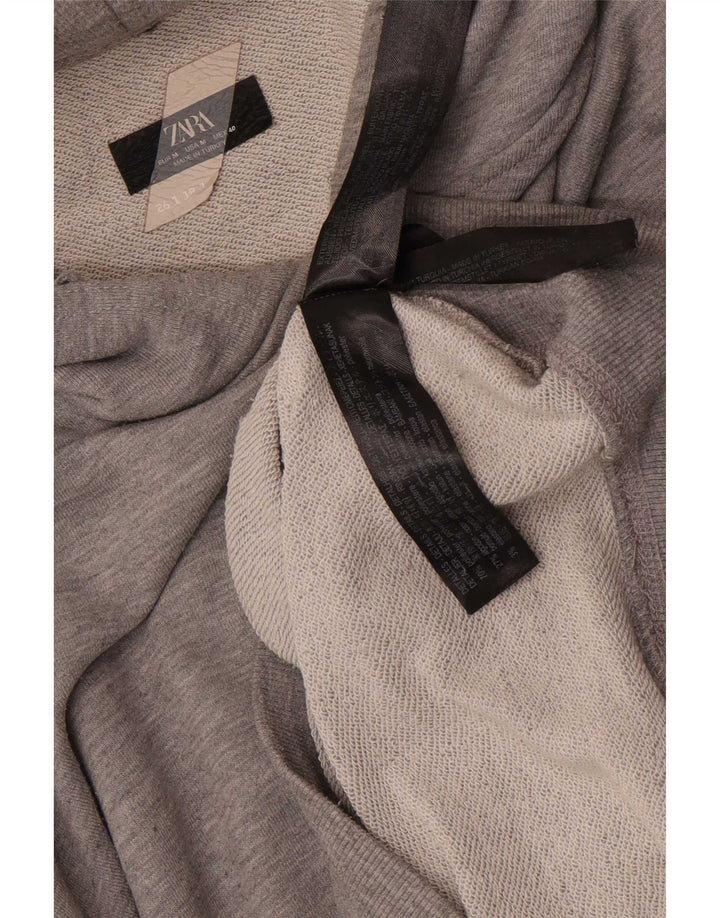 Zara Hombre Sudadera Con Capucha Jersey Gris Medio Poliéster