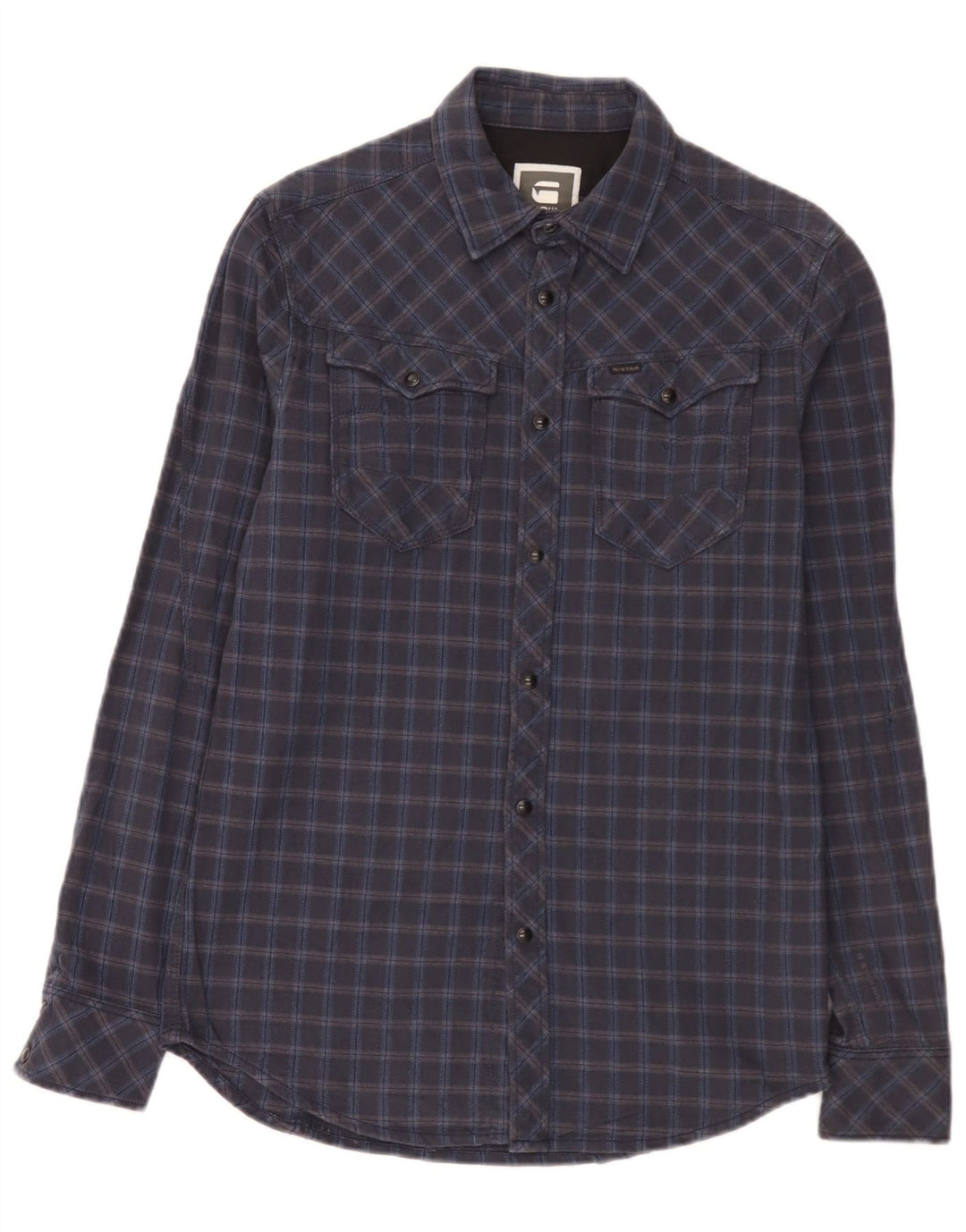 G-Star Hombre Camisa De Franela De Algodón A Cuadros Azul Marino Medio