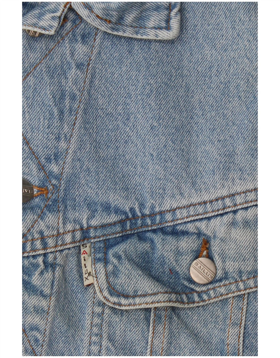 Vintage hombres denim Gilet Reino Unido 36 pequeño azul