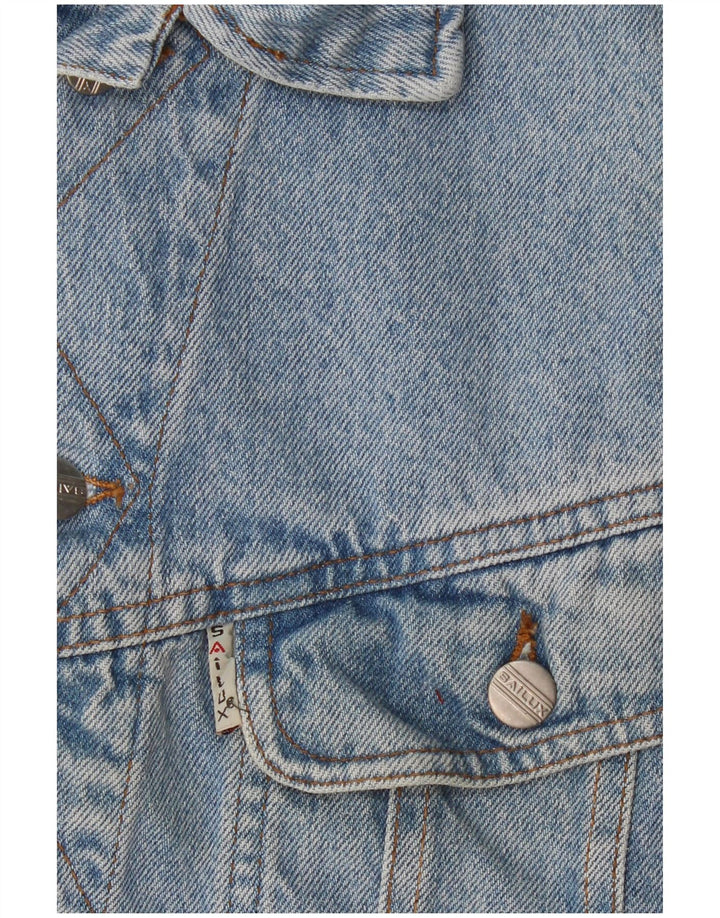 Vintage hombres denim Gilet Reino Unido 36 pequeño azul