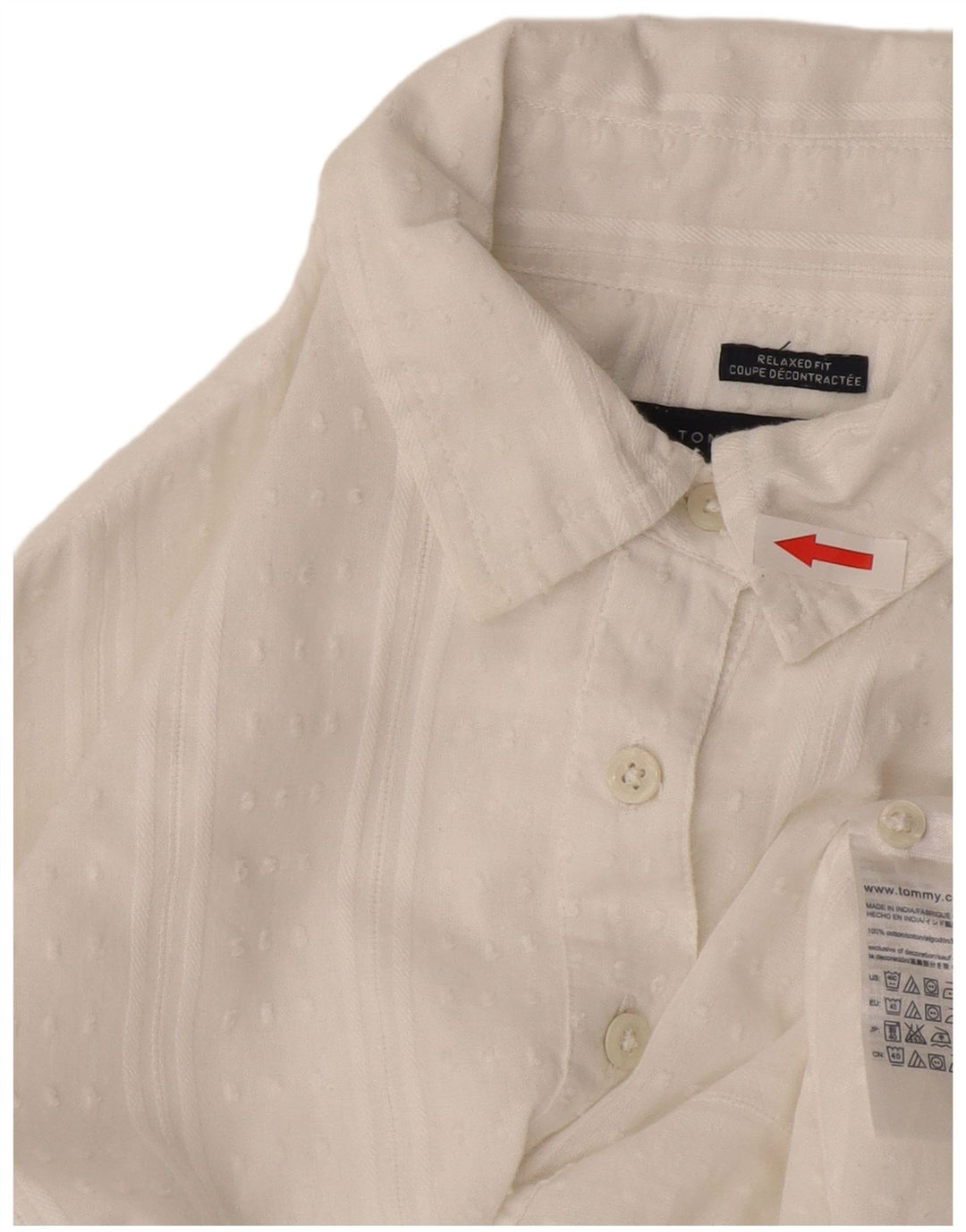 Tommy Hilfiger Camisa tipo jersey de ajuste relajado para mujer UK 10 Small White Stripes