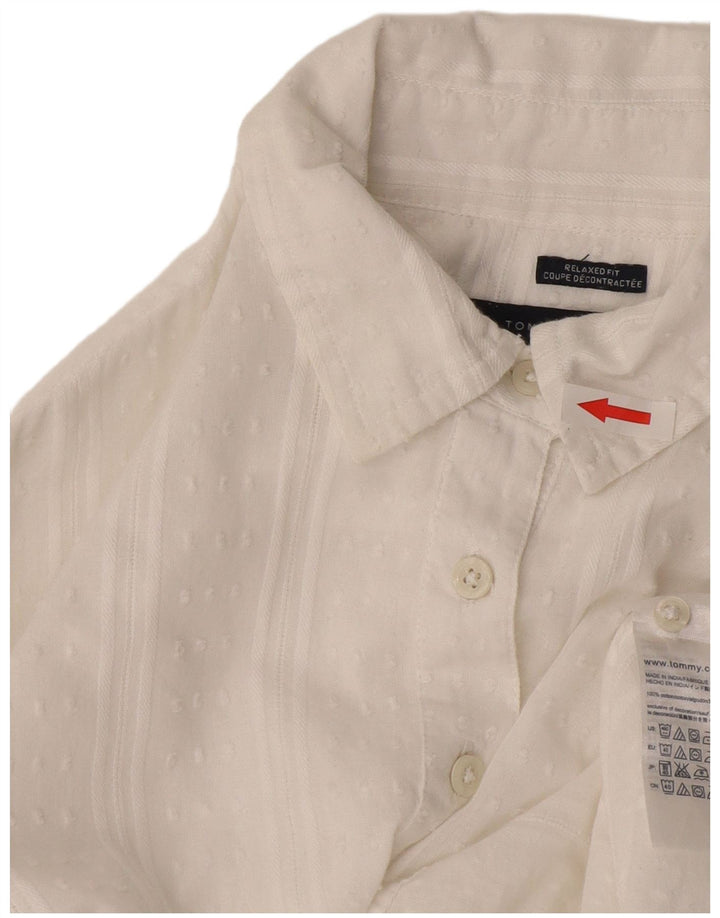 Tommy Hilfiger Camisa tipo jersey de ajuste relajado para mujer UK 10 Small White Stripes