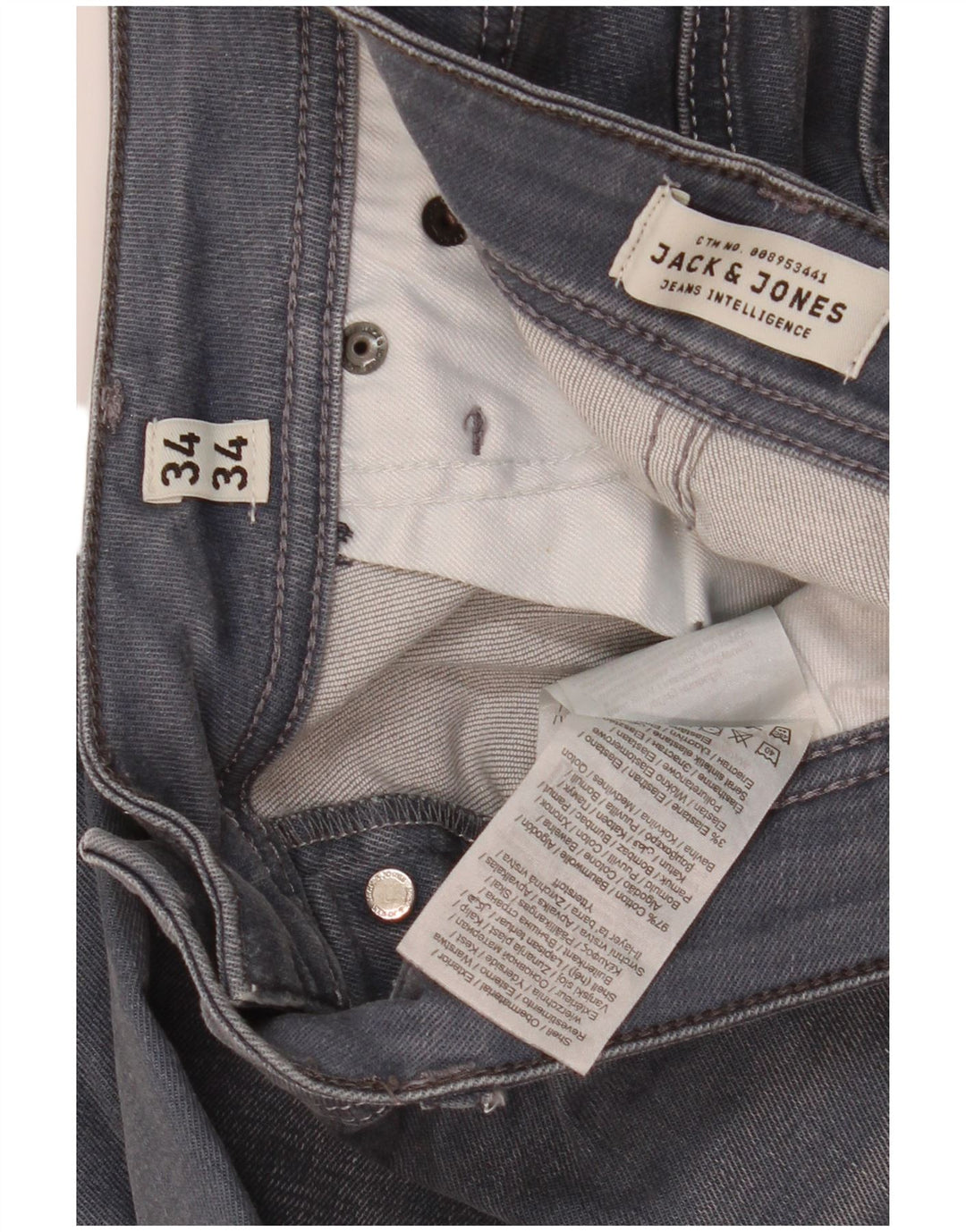 Jack & Jones Tim Slim Jeans para Hombre W34 L34 Algodón Gris