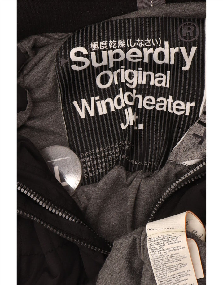 Superdry Chaqueta cortavientos con estampado Windcheater para mujer, talla 40, color negro